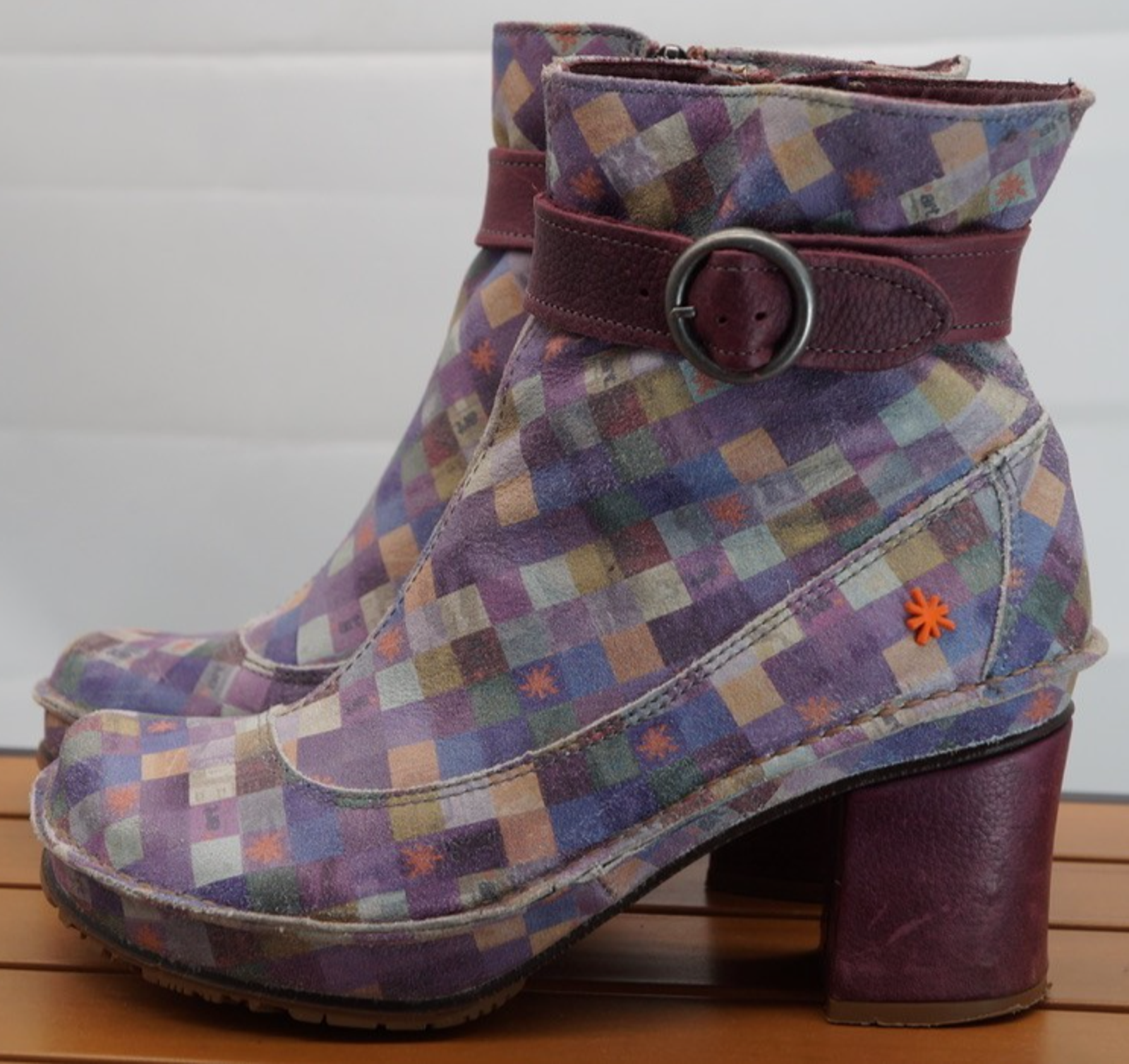 The Art Company Women Ankle Boots Shoes Purple Patch Leather Size Zip Size 39